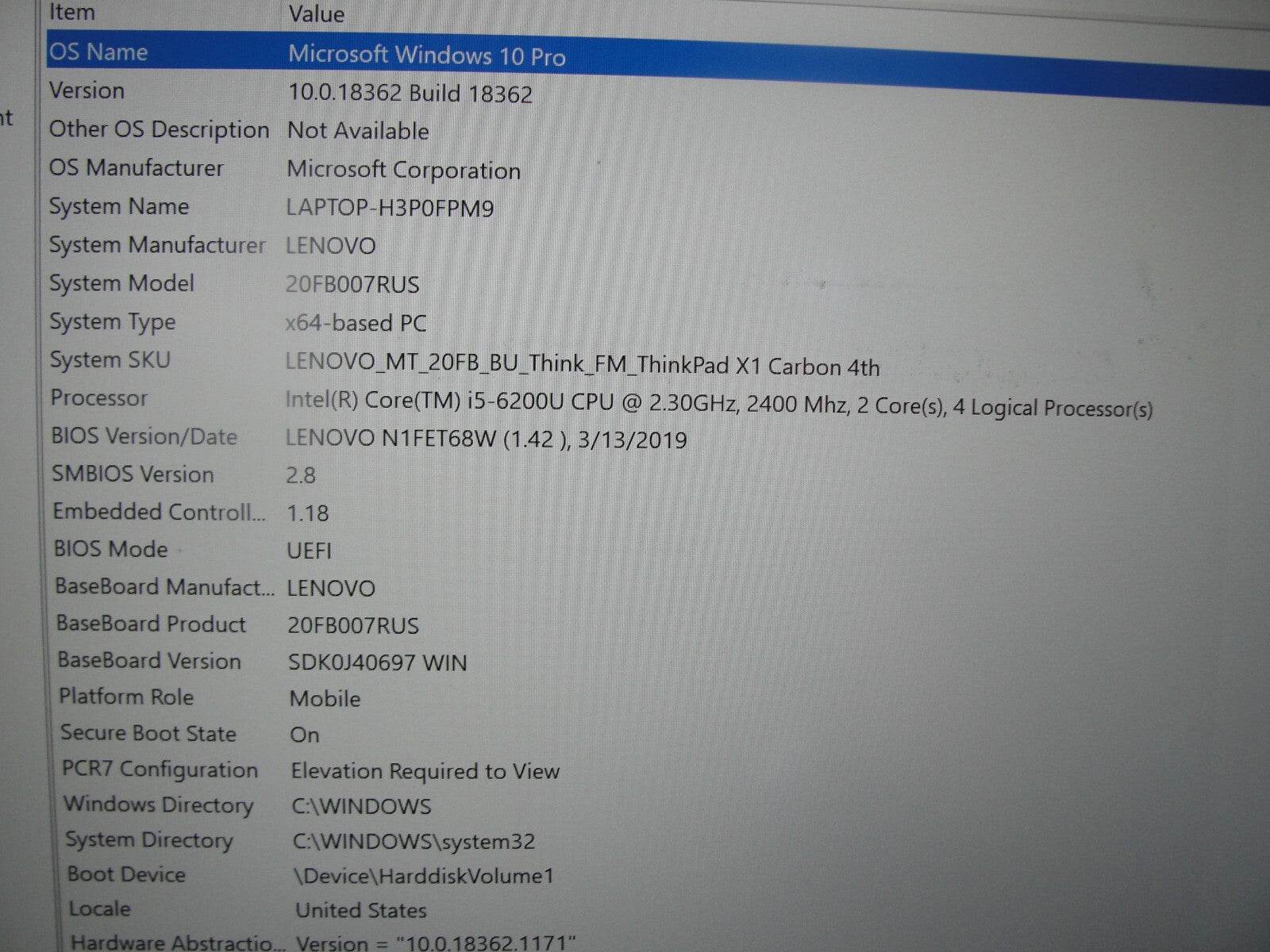 Lenovo ThinkPad X1 Carbon 4th Gen 14” FHD Core i5-6200U 2.3GHz 8GB 256GB SSD - Tested Computer Laptop Parts