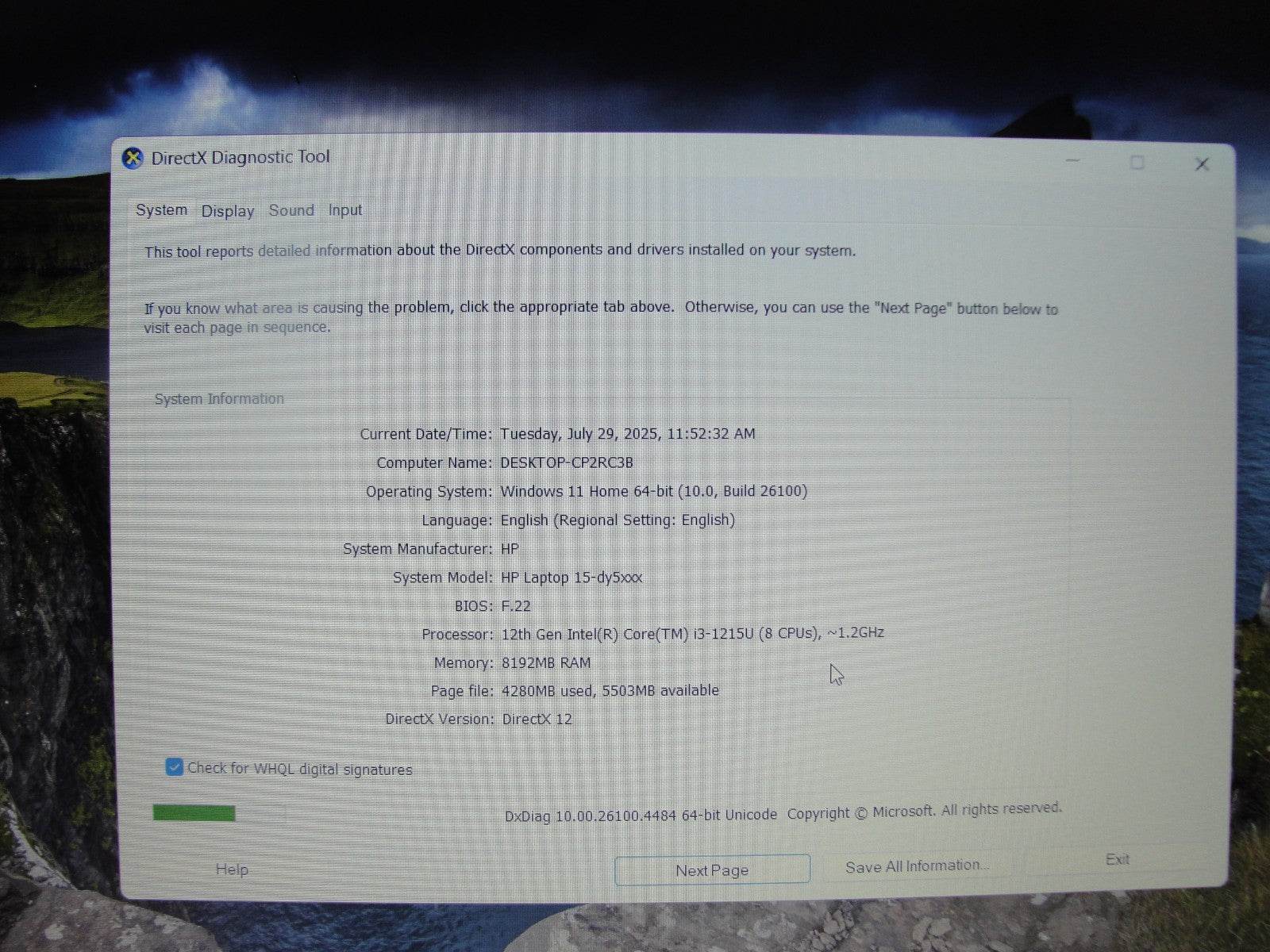 HP 15-DY5023ST 15.6”FHD Intel Core i3-1215U 1.2GHz 8GB SSD Reset 256GB+ Charger - Tested Computer Laptop Parts