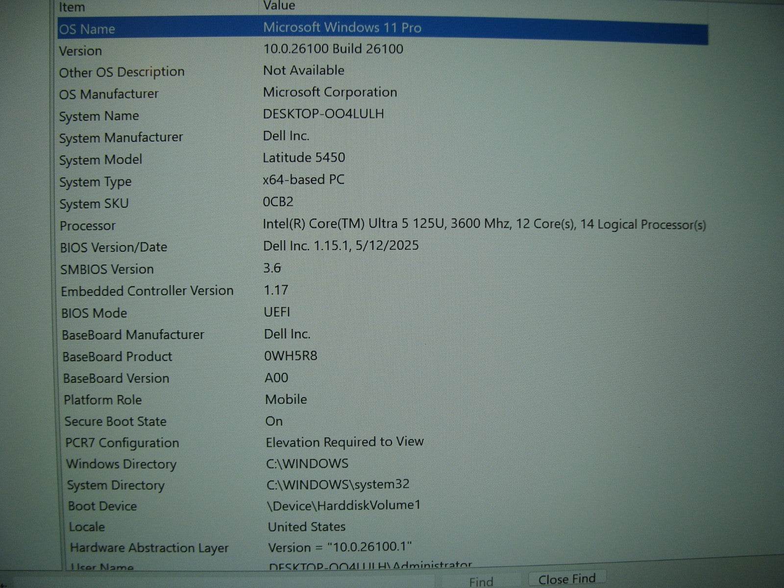 Dell Latitude 5450 14” FHD core Ultra 5 125U 3.6GHz 16GB 256GB Windows 11 Pro - Tested Computer Laptop Parts