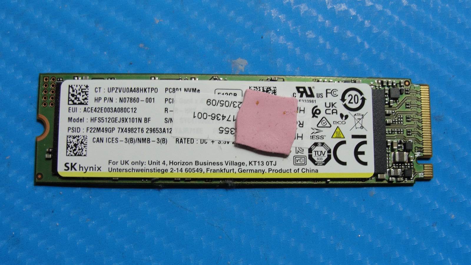 HP 840 G9 SK Hynix 512GB M.2 NVMe Solid State Drive HFS512GEJ9X101N N07860-001 - Tested Computer Laptop Parts