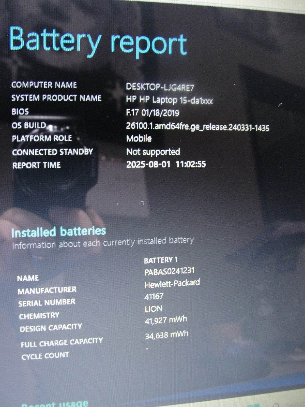 HP 15-DA1005DX 14”HD TOUCH 1.8GHz 12GB SSD Reset 256GB+Charger - Tested Computer Laptop Parts