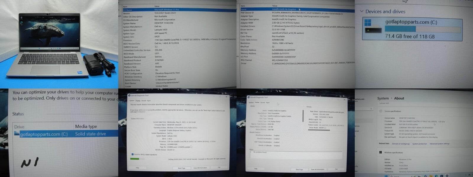 Dell Latitude 5420 14” FHD Intel Core i5-1145G7 2.6GHz 16GB 128GB SSD + Charger - Tested Computer Laptop Parts