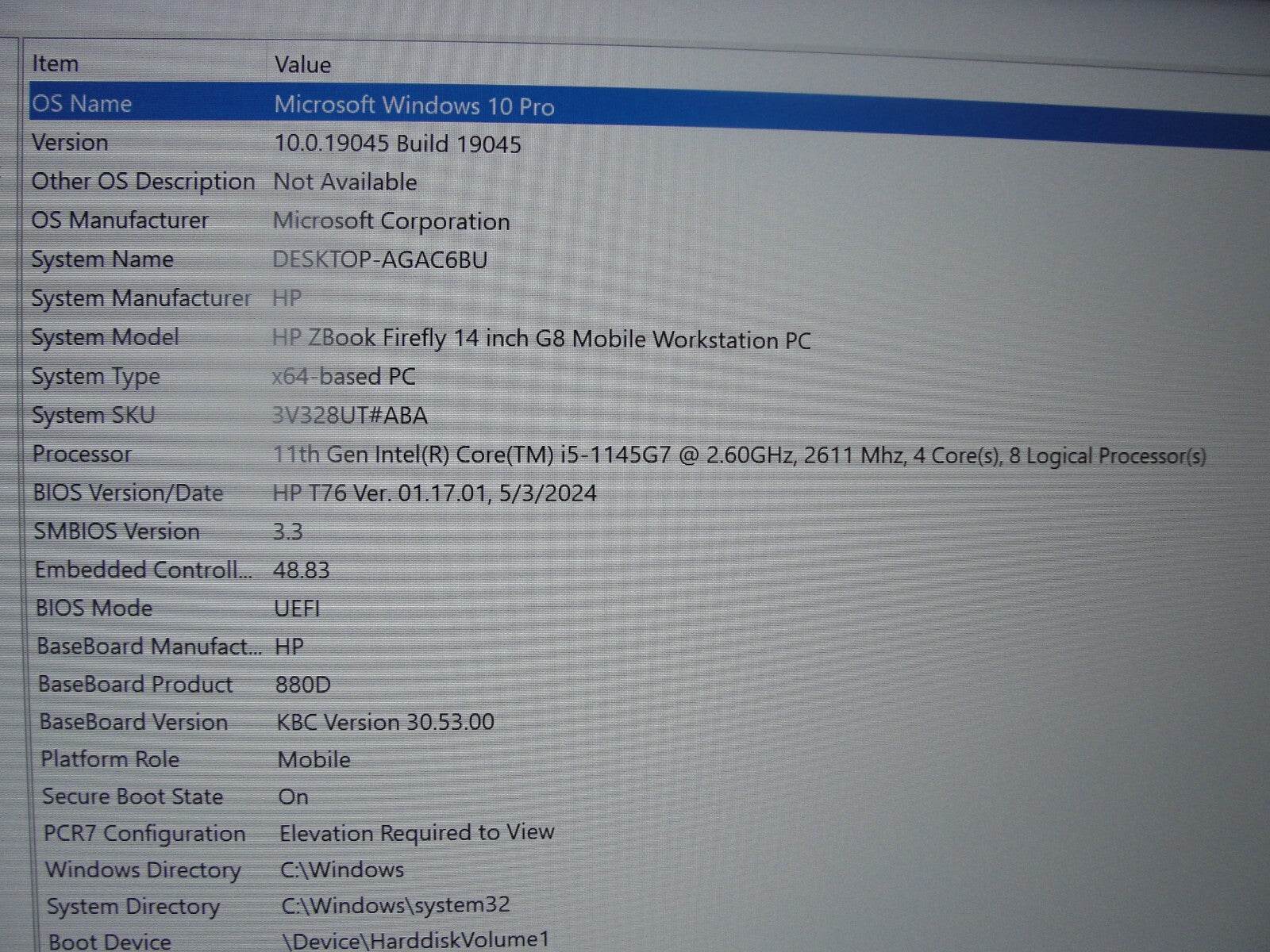 HP ZBook Firefly G8 14”FHD Intel Core i5-1145G7 2.6GHz 16GB 256GB+Charger - Tested Computer Laptop Parts