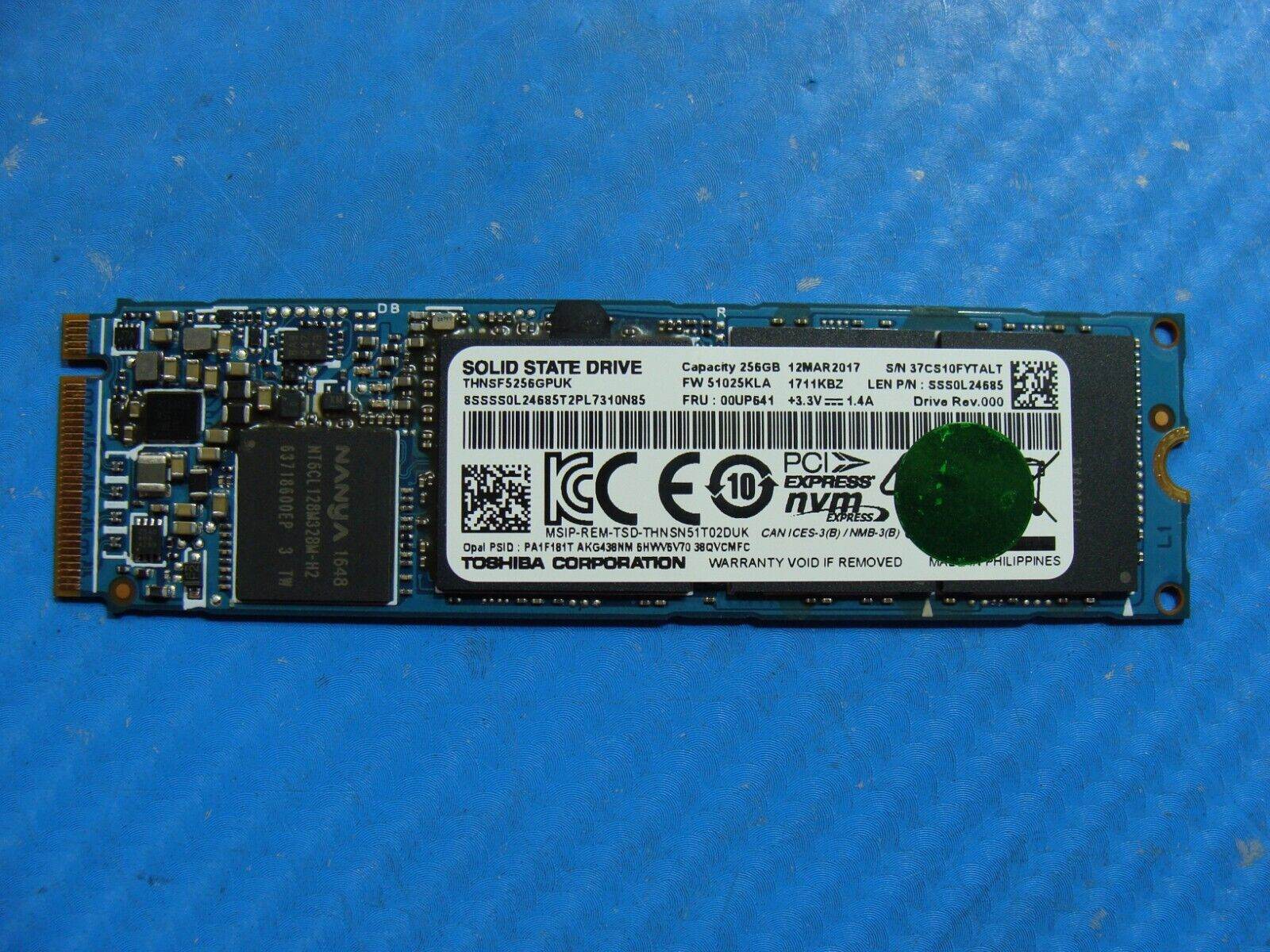 Lenovo Yoga 370 Toshiba 256GB NVMe M.2 Solid State Drive THNSF5256GPUK 00UP641 - Tested Computer Laptop Parts