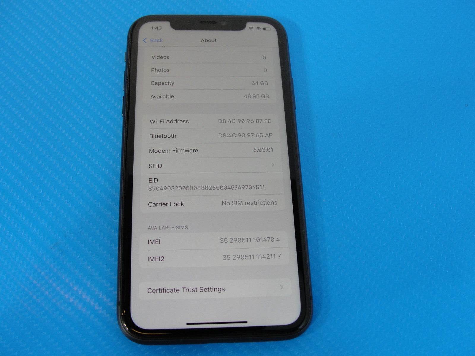 Apple iPhone 11 A2111 Unlocked 64GB Black /Dual SIM -eSIM /GOOD - Tested Computer Laptop Parts