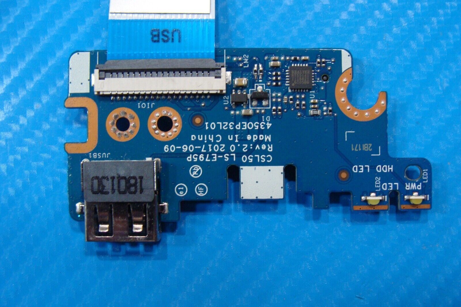 HP 15.5” 15-bs113dx OEM USB Port Card Reader Board w/Cable LS-E795P NBX00026E00