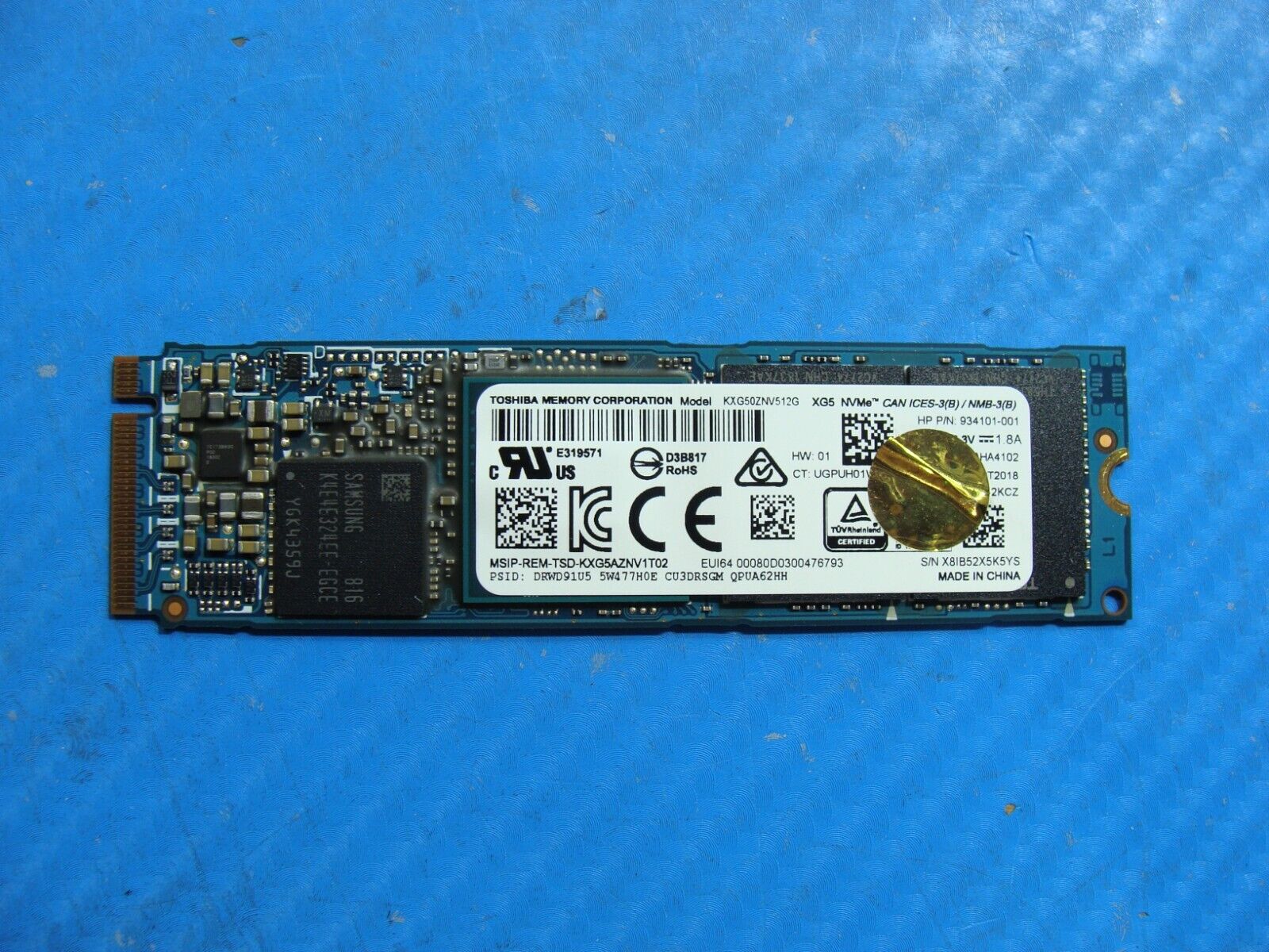 HP 13-ap0023dx Toshiba 512GB M.2 NVMe Solid State Drive KXG50ZNV512G 934101-001