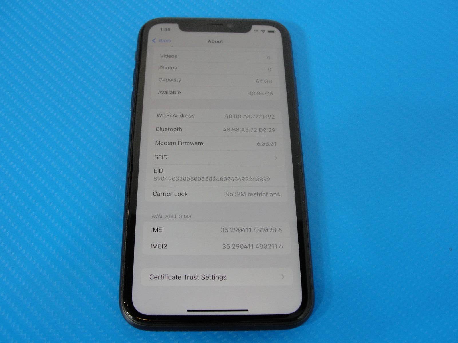 Apple iPhone 11 A2111 Unlocked 64GB Black /Dual SIM -eSIM /GOOD - Tested Computer Laptop Parts