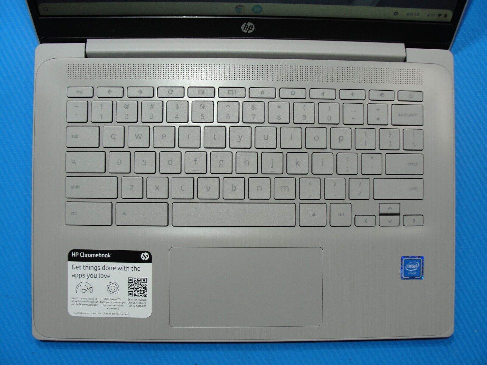 HP Chromebook 14a-NA0013DX Celeron N4120 4GB RAM, 64GB SSD Charger PWR battery - Tested Computer Laptop Parts