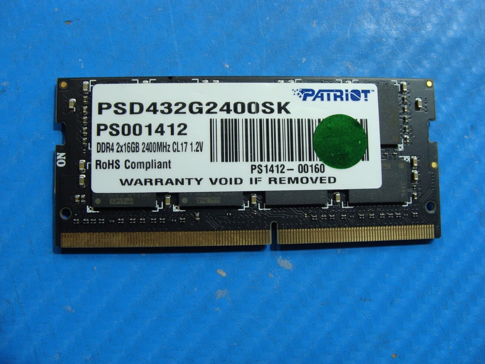 Dell 5520 So-Dimm Patriot DDR4 2x16GB 2400MHz Memory RAM PSD432G2400SK