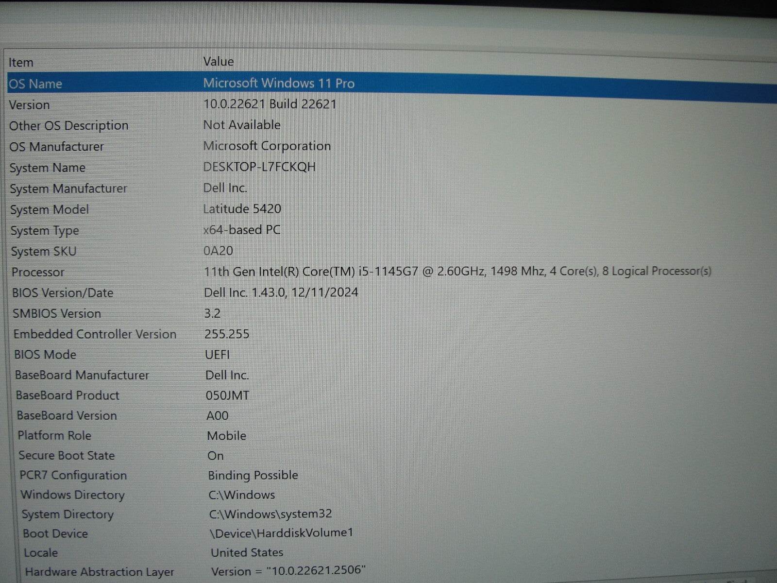 Dell Latitude 5420 14”FHD Intel Core i5-1145G7 2.6GHz 8GB 256GB SSD + Charger - Tested Computer Laptop Parts