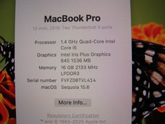 Apple MacBook Pro 13”(2019) A2159 i5-8257U 1.4GHz 16GB 256GB MUHN2LL/A 283cycles - Tested Computer Laptop Parts