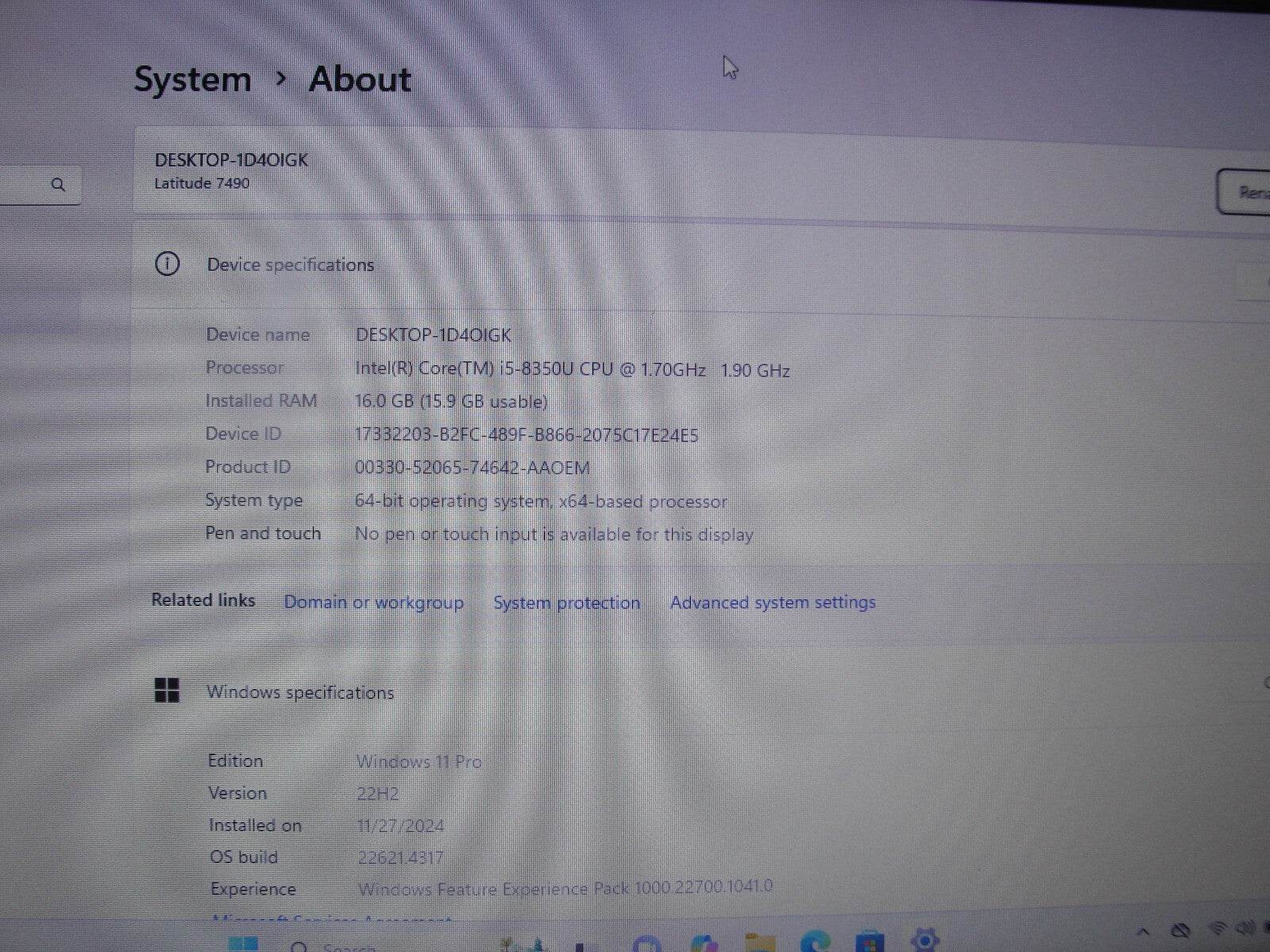 Dell Latitude 7490 14” HD Intel Core i5-8350U 1.7GHz 16GB 256GB SSD - Tested Computer Laptop Parts