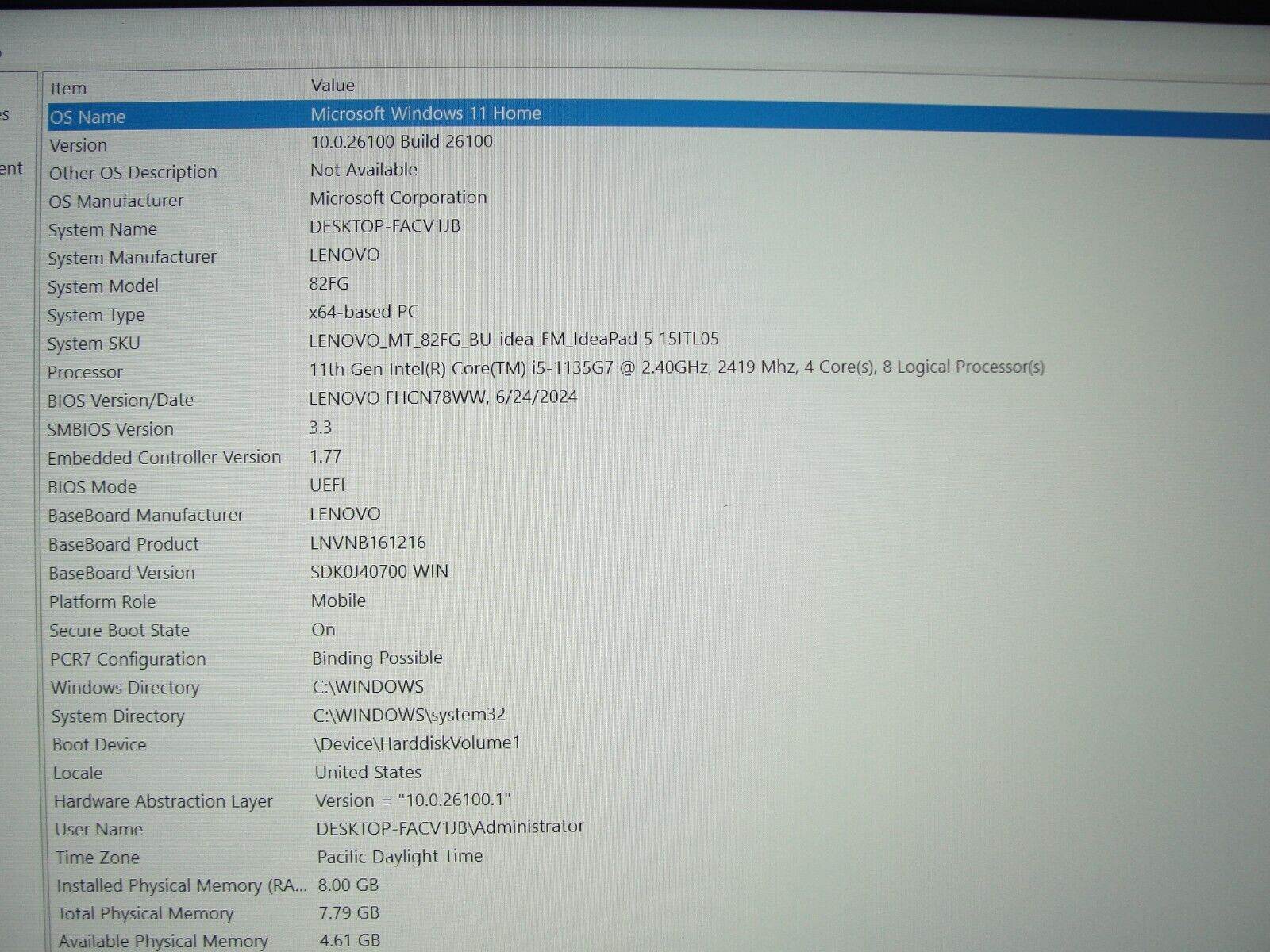 Lenovo IdeaPad 5 15ITL05 15.6” FHD Intel Core i5-1135G7 2.4GHz 8GB SSD 256GB - Tested Computer Laptop Parts