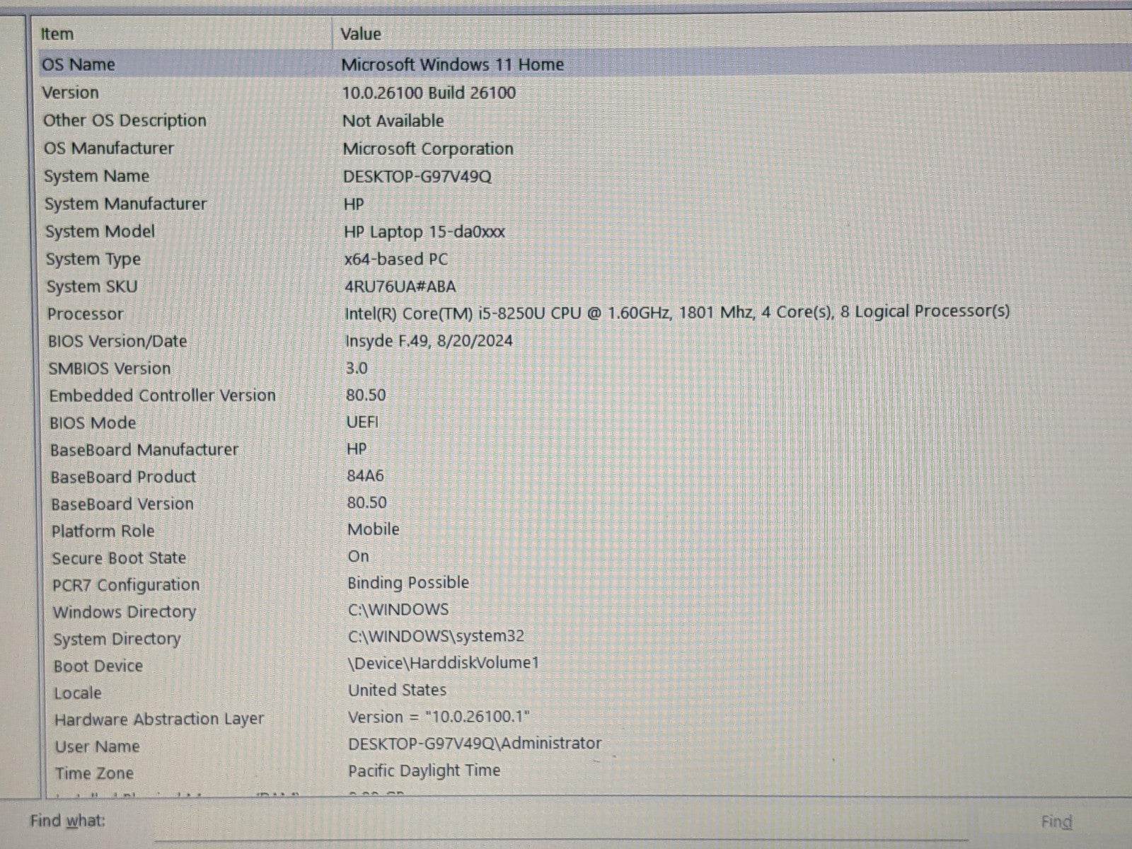 HP 15-DA0002DX 15.6 HD TOUCH i5-8250U 1.6GHz 8GB 512GB SSD W11H 88%Batt +Charger - Tested Computer Laptop Parts
