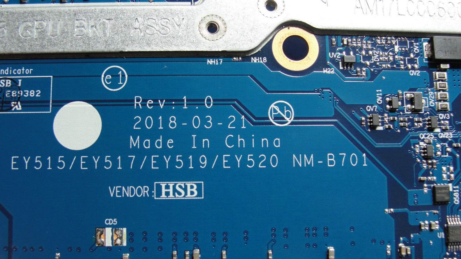 Lenovo Y530-15ICH 81FV i7-8750H 2.2GHz GTX1050Ti 4GB Motherboard 5B20R40161 ASIS - Tested Computer Laptop Parts