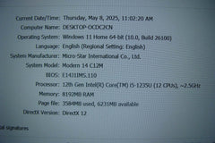 MSI Modern 14 C12M 14''FHD core i5-1235U 2.5GHz 8GB 512GB 95% Battery +Charger - Tested Computer Laptop Parts