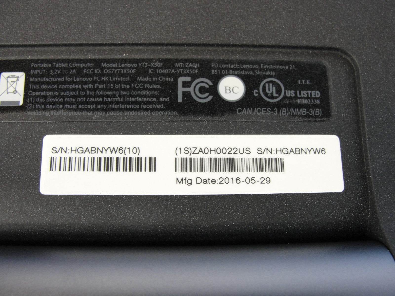 Lenovo Yoga Tab 3 10 16GB, Wi-Fi - Black YT3-X50F - AS-IS /Bad Battery - Tested Computer Laptop Parts