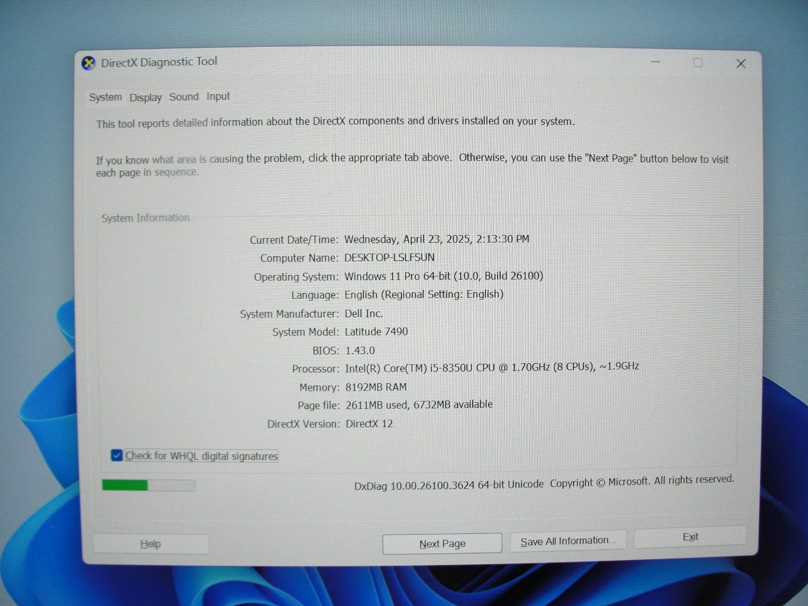 Dell Latitude 7490 14”FHD Intel Core i5-8350U 1.7GHz 8GB 256GB SSD + Charger - Tested Computer Laptop Parts