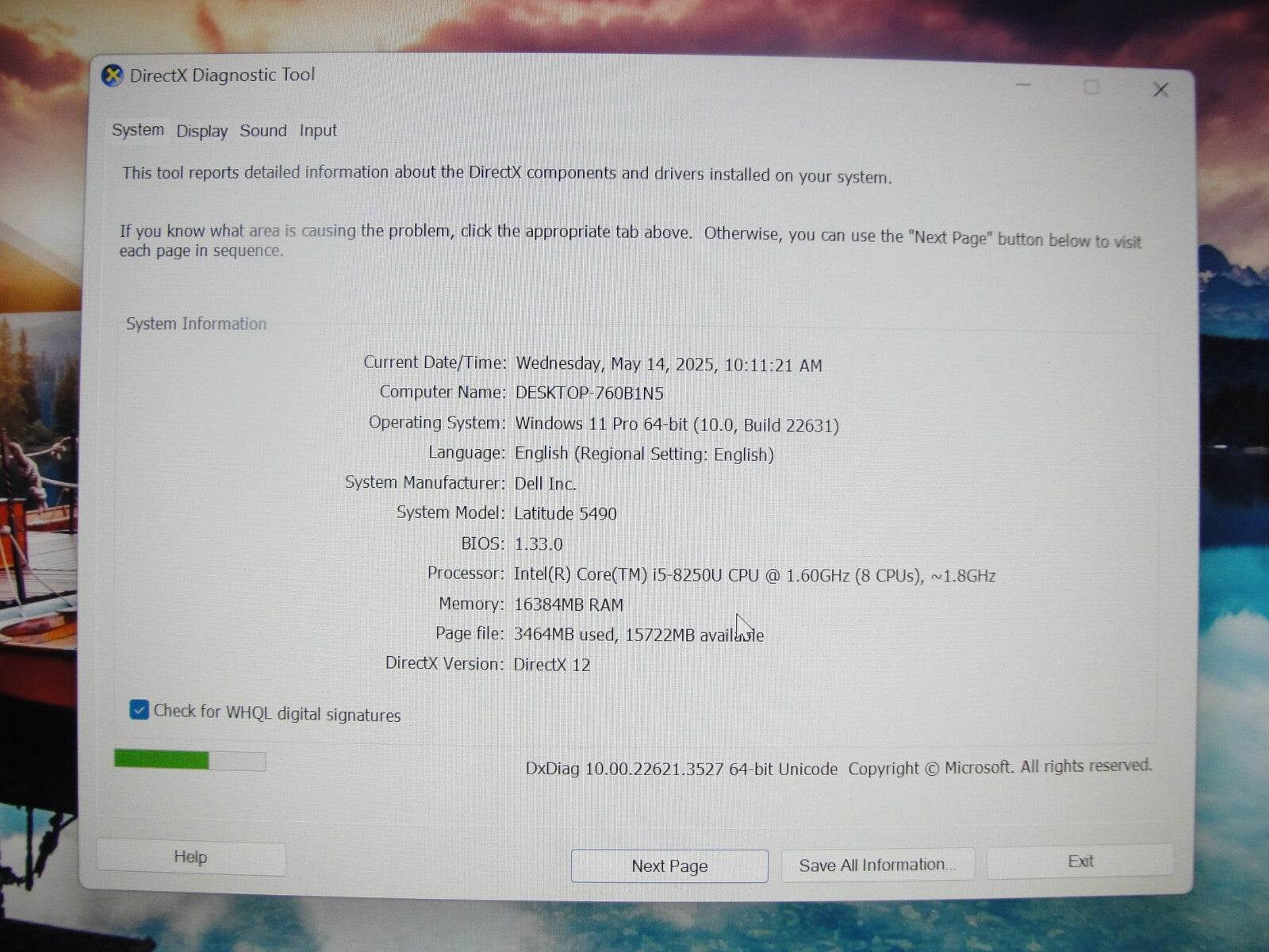 Dell Latitude 5490 14” FHD Intel Core i5-8250U 1.7GHz 16GB 256GB SSD - Tested Computer Laptop Parts