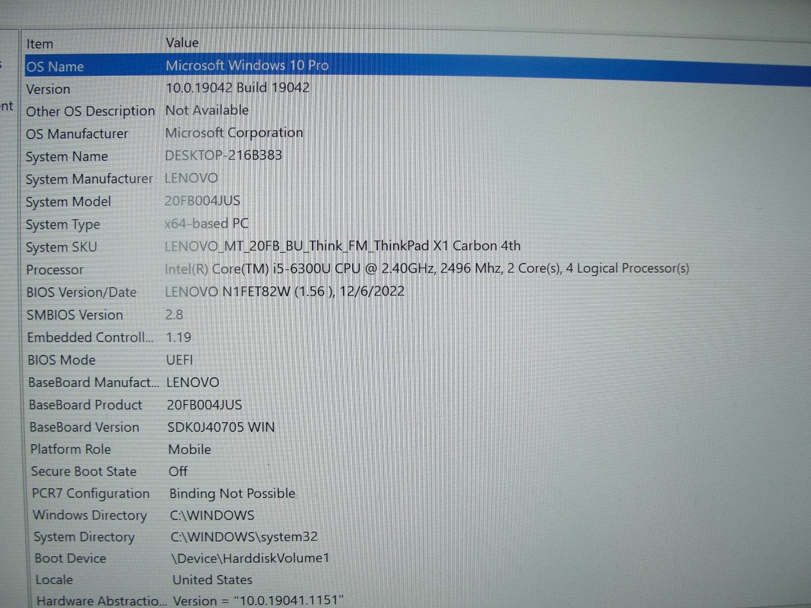 Lenovo ThinkPad X1 Carbon 4th Gen 14” FHD Intel Core i5-6300U 2.4GHz 8GB 256GB - Tested Computer Laptop Parts