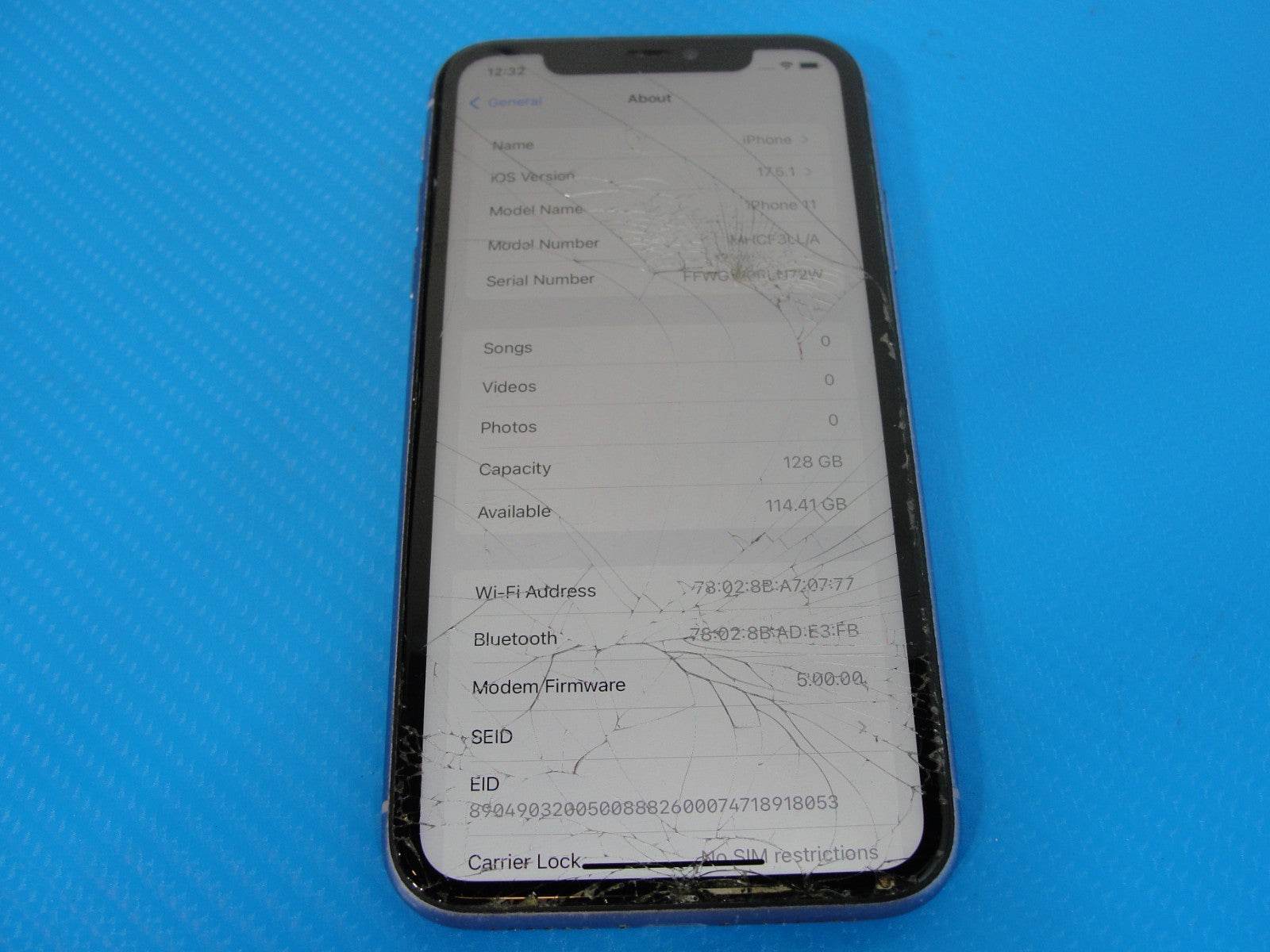 Unlocked Apple iPhone 11 128GB Cracked Screen - Tested Computer Laptop Parts