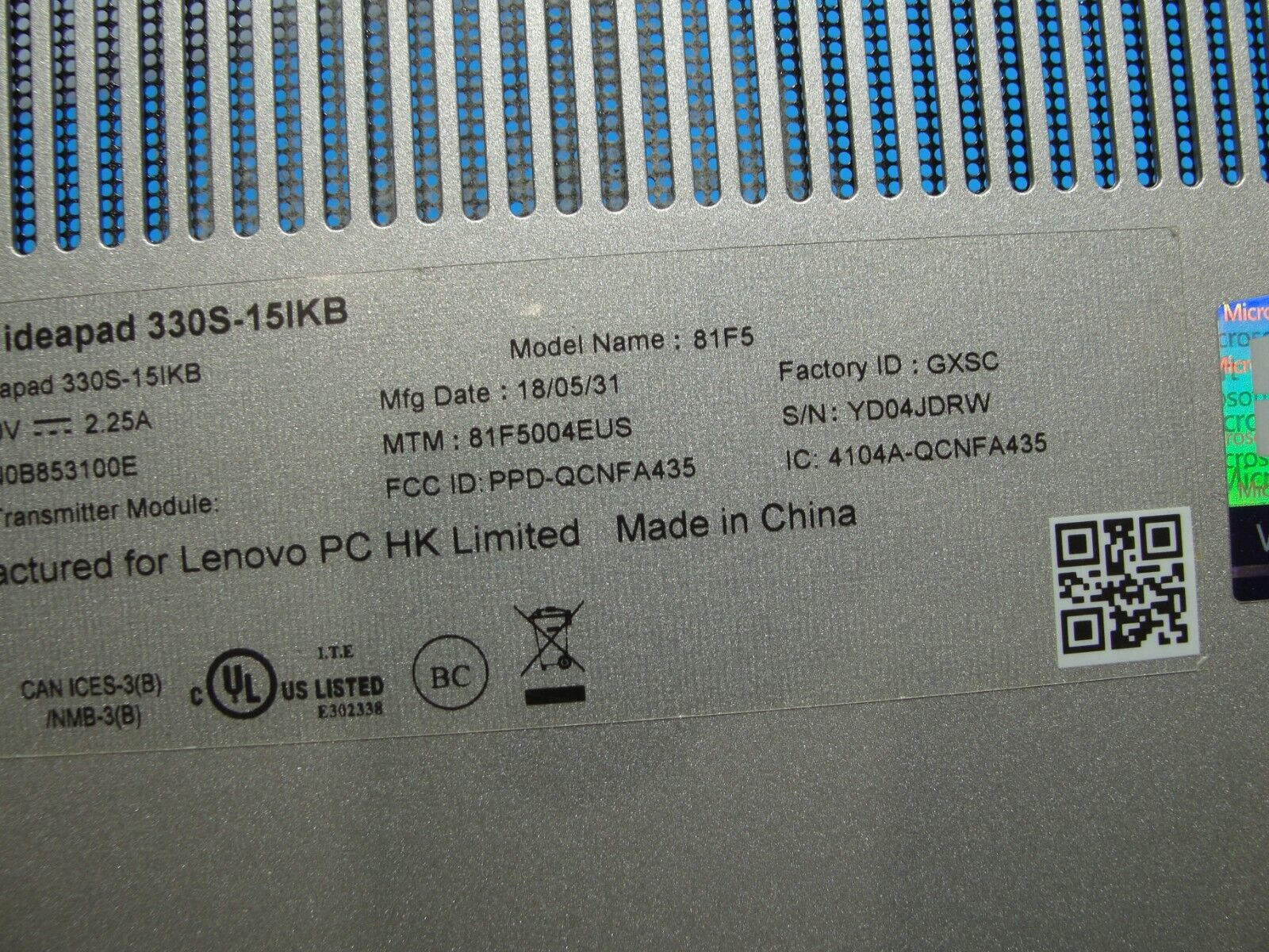 Lenovo Ideapad 330S-15IKB 15.6