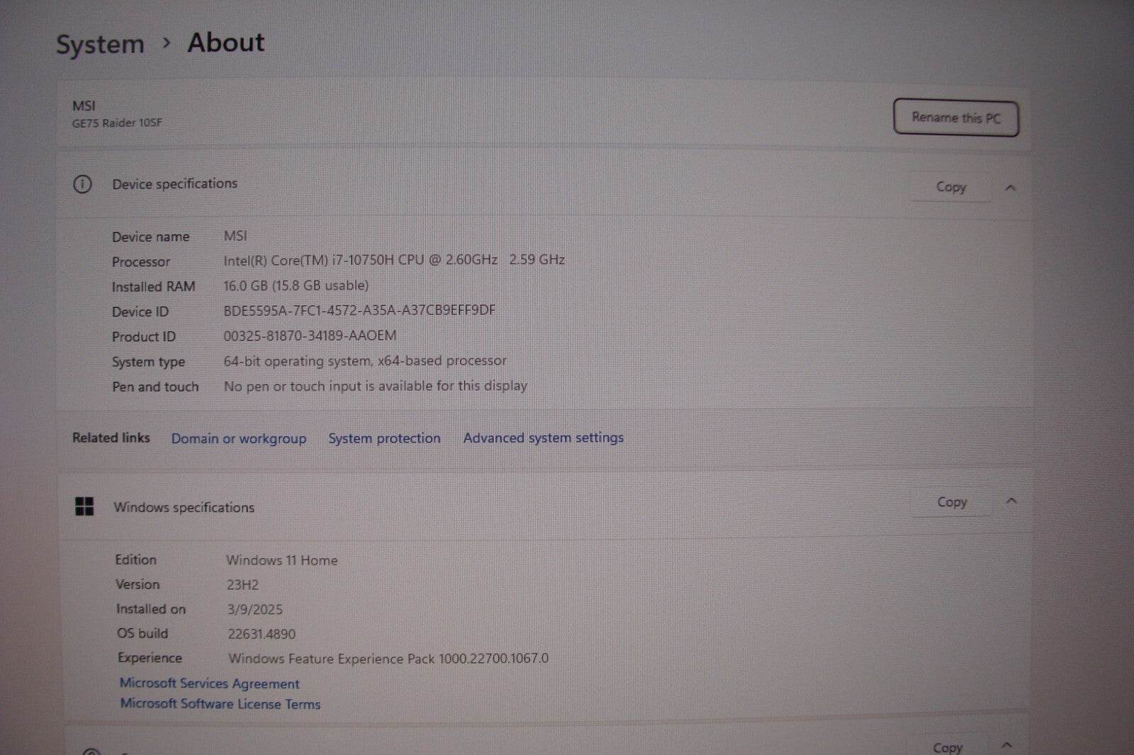 MSI GE75 Raider 10SF 15.6''FHD 144hz i7-10750H 16GB 512GB SSD / 1TB HDD RTX2070 - Tested Computer Laptop Parts