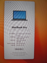 Apple Macbook Pro A1989(2019) 13”Retina i5-8279U 1.6GHz 16GB 256GB SSD / VENTURA - Tested Computer Laptop Parts