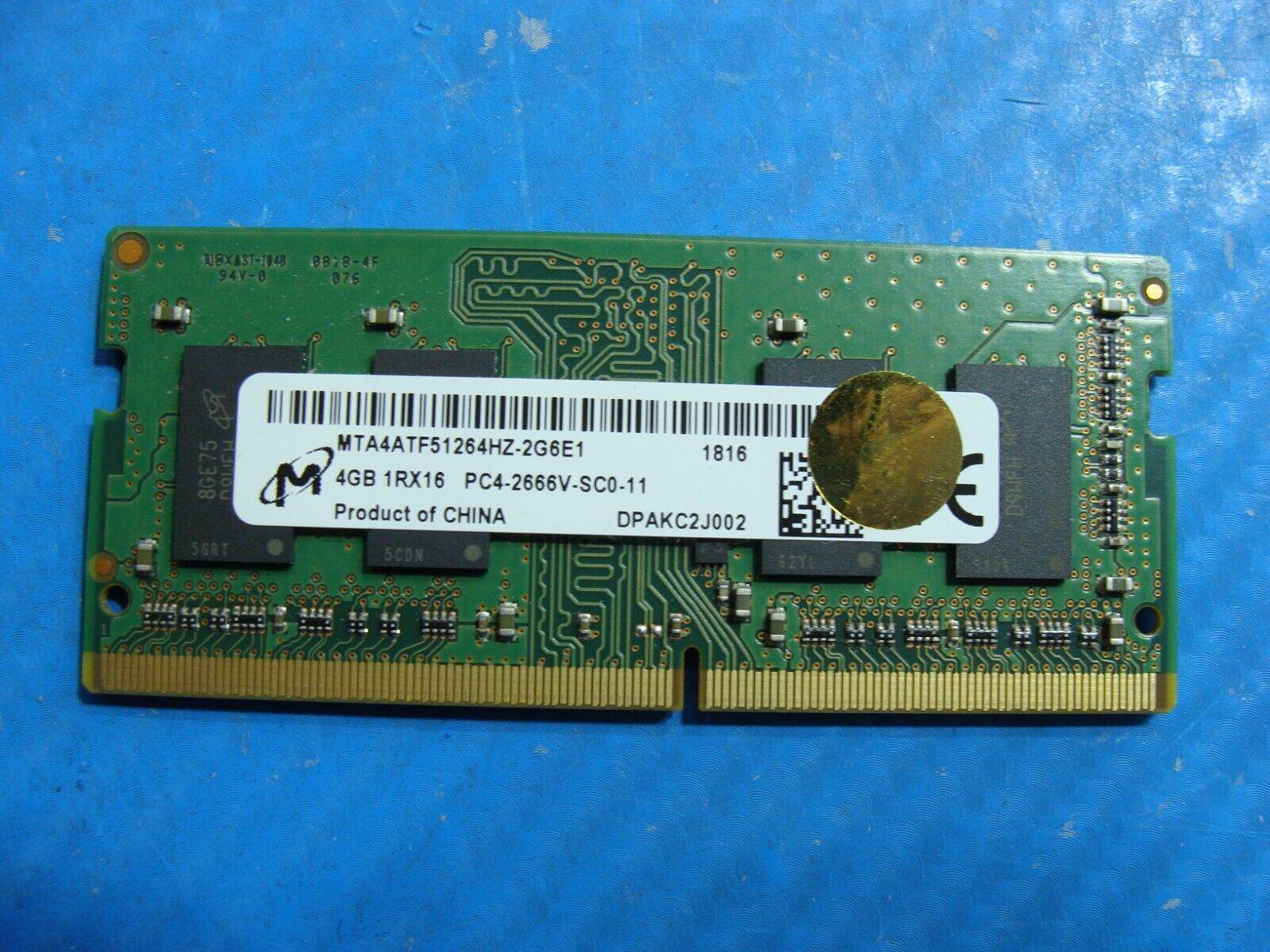 HP 15-cs0012cl Micron 4GB 1Rx16 PC4-2666 Memory RAM SO-DIMM MTA4ATF51264HZ-2G6E1 - Tested Computer Laptop Parts