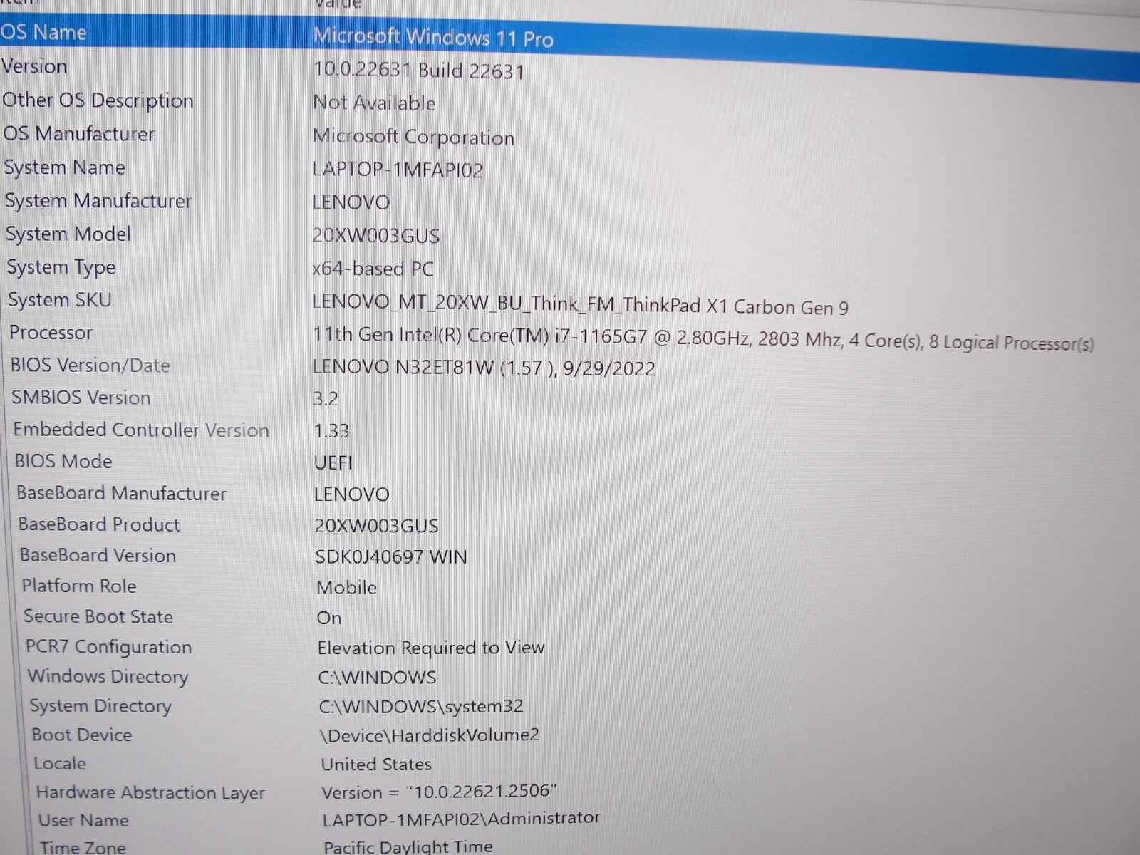 Lenovo ThinkPad X1 Carbon Gen 9 14”WUXGA EVO i7-1165G7 2.8GHz 16GB 512GB SSD - Tested Computer Laptop Parts