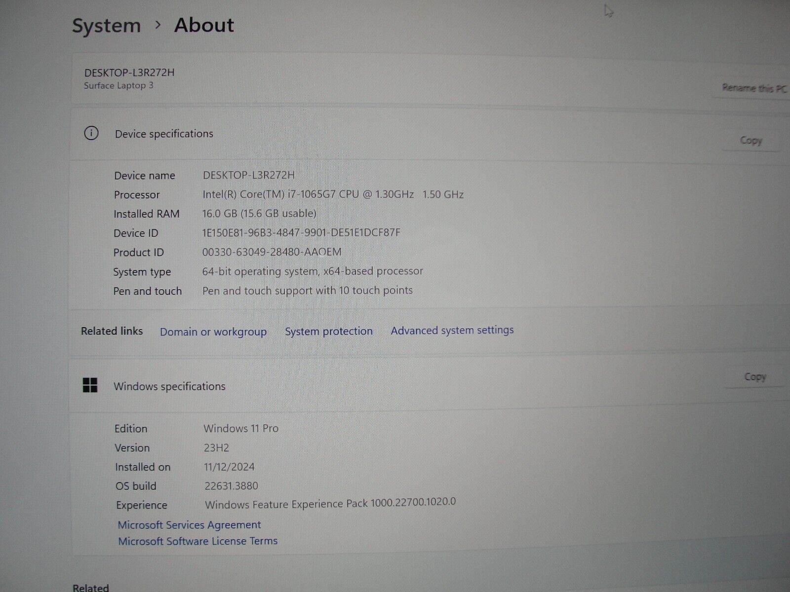 Microsoft Surface Pro1796 12.3”FHD 2.6GHz 4GB 128GB SSD TOUCH+ Charger original - Tested Computer Laptop Parts