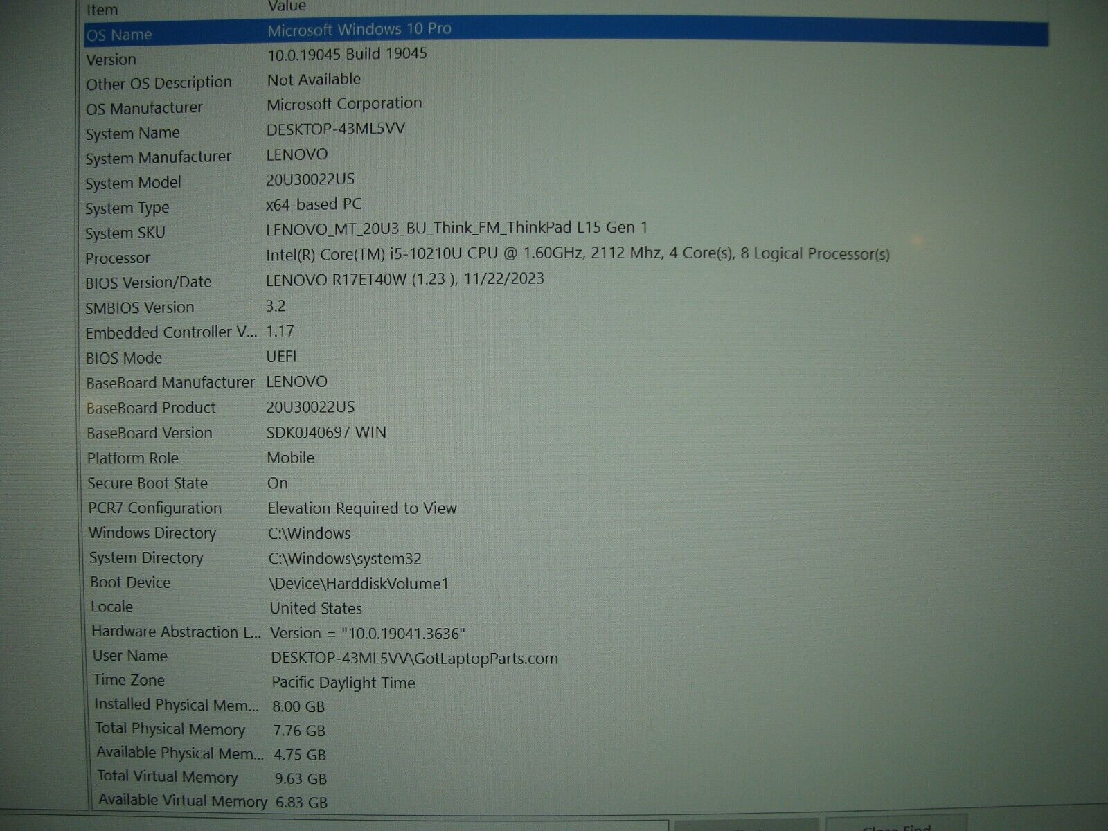 Lenovo ThinkPad L15 Gen 1 15.6