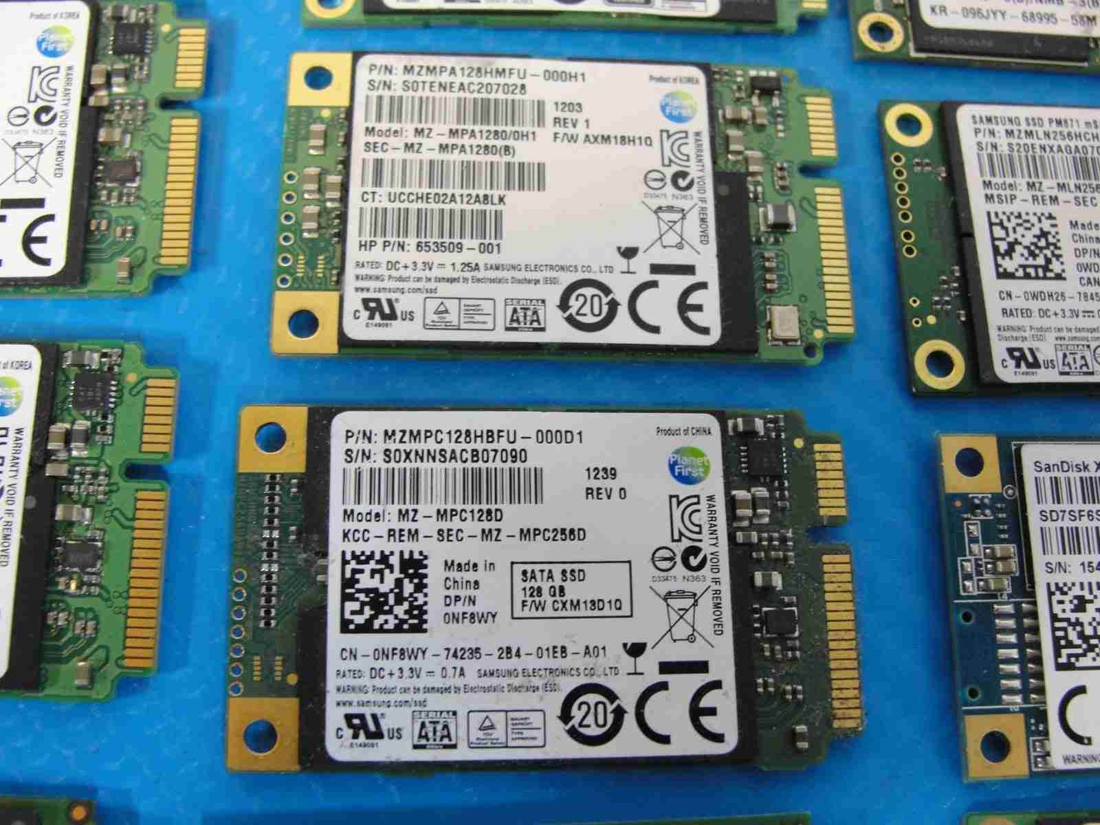 LOT of 38x mSATA Laptop SSD Drive 128/256/512 GB Mix Capacity /Mix Brand - Tested Computer Laptop Parts