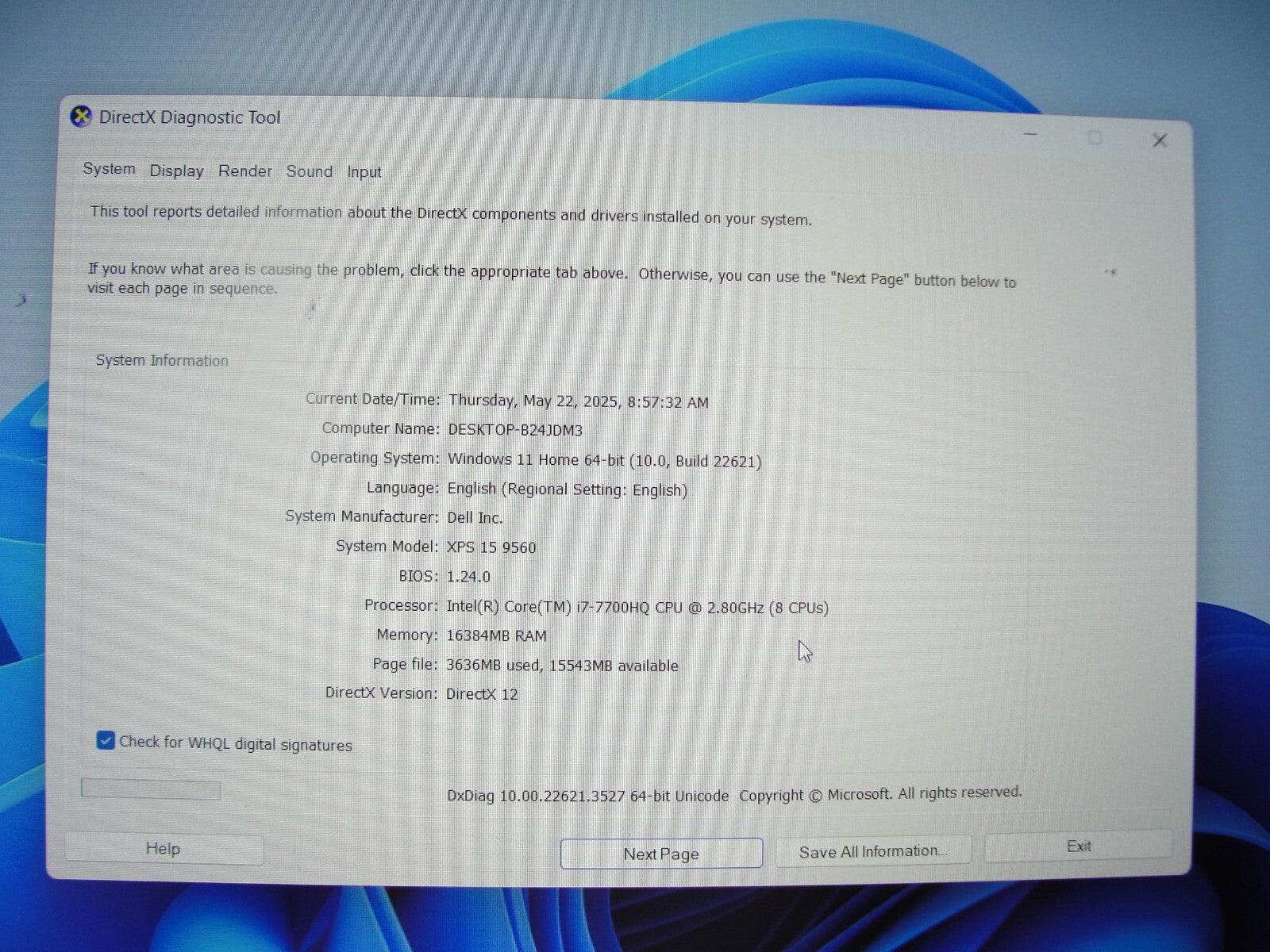 Dell XPS 9560 15”FHD i7-7700HQ 2.8GHz 16GB 512GB SSD NV GTX 1050+Charger - Tested Computer Laptop Parts