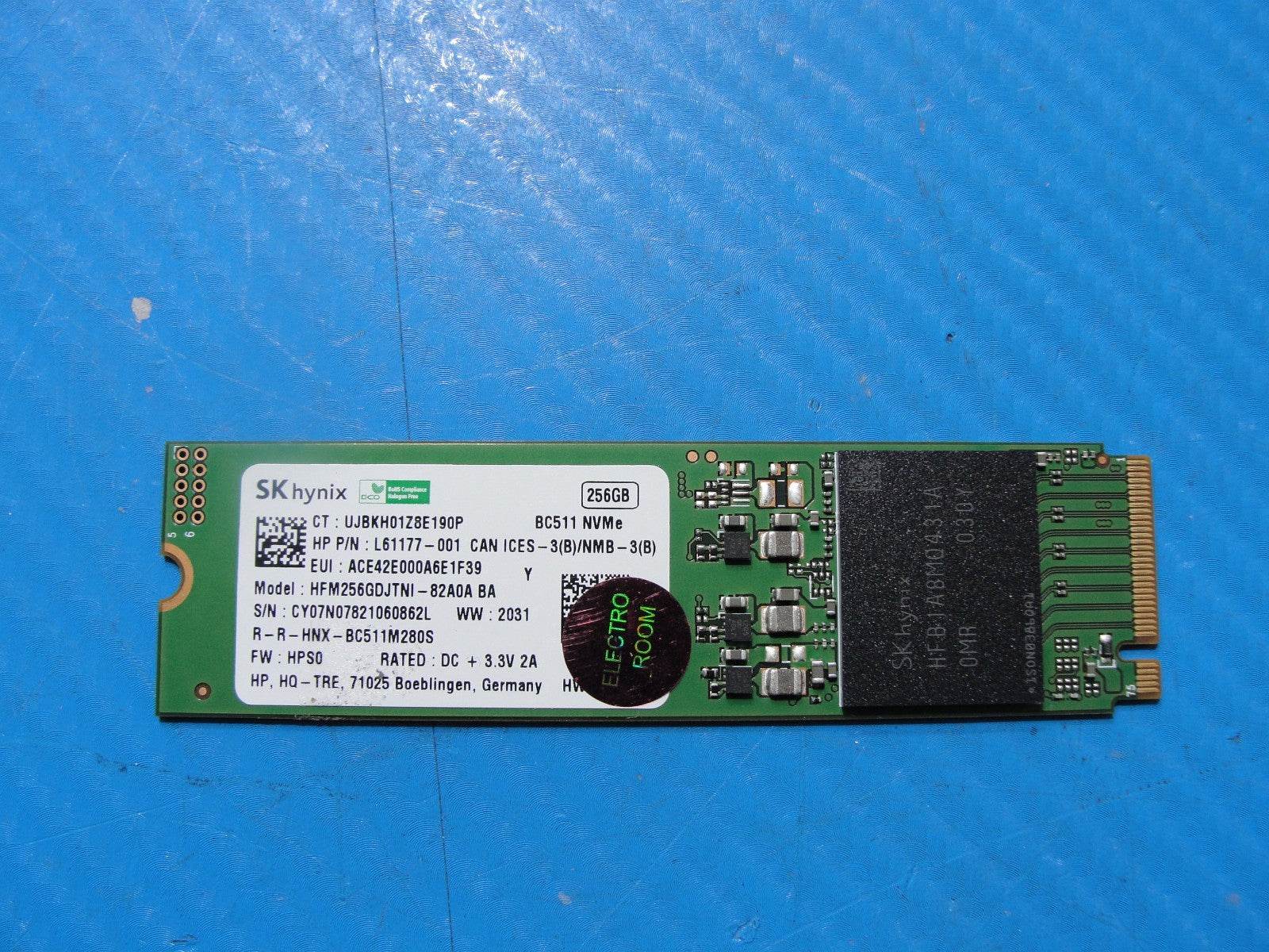 HP 15-dy1043dx SK hynix 256GB NVMe M.2 SSD Solid State Drive HFM256GDJTNI-82A0A - Tested Computer Laptop Parts