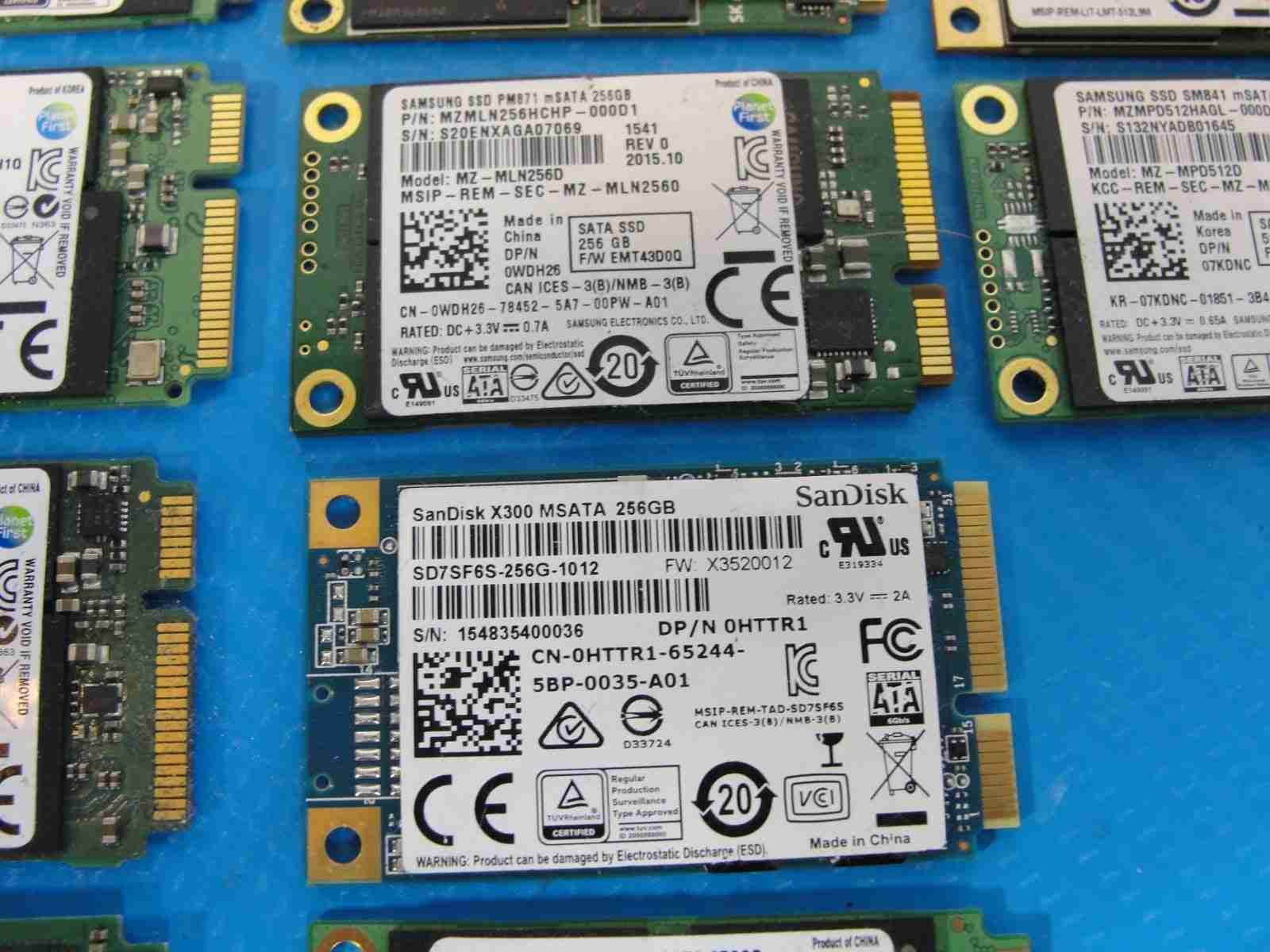 LOT of 38x mSATA Laptop SSD Drive 128/256/512 GB Mix Capacity /Mix Brand - Tested Computer Laptop Parts
