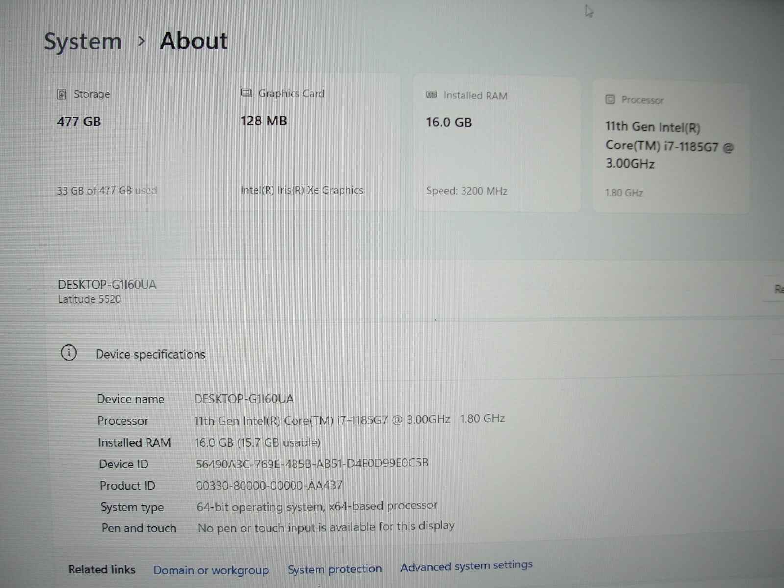 Dell Latitude 5520 14”FHD Intel Core i7-1185G7 3GHz 16GB 512GB SSD+Charger - Tested Computer Laptop Parts