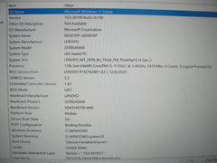 Lenovo ThinkPad E14 Gen 2 14” FHD Core i5-1135G7 2.4GHz 16GB 512GB SSD +Charger - Tested Computer Laptop Parts