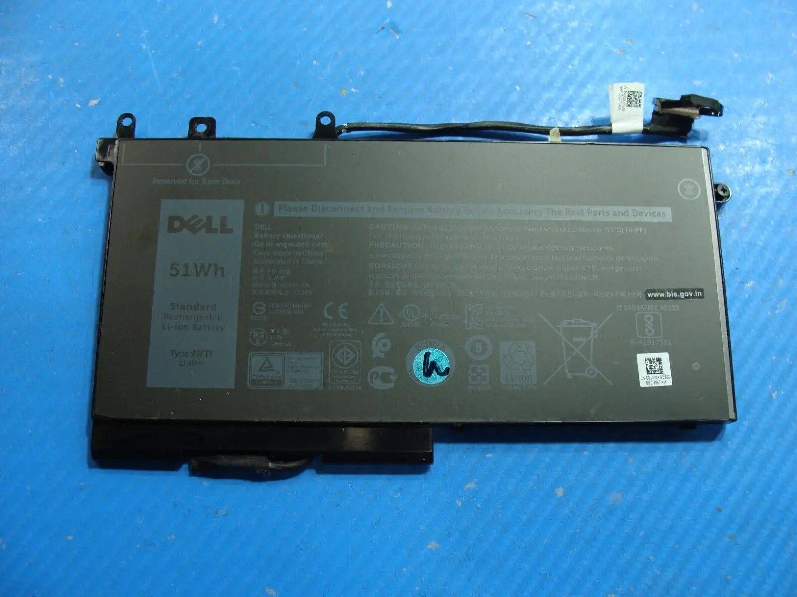 Dell Latitude 14” 5490 Genuine Laptop Battery 11.4V 51Wh 4254mAh 93FTF DJWGP