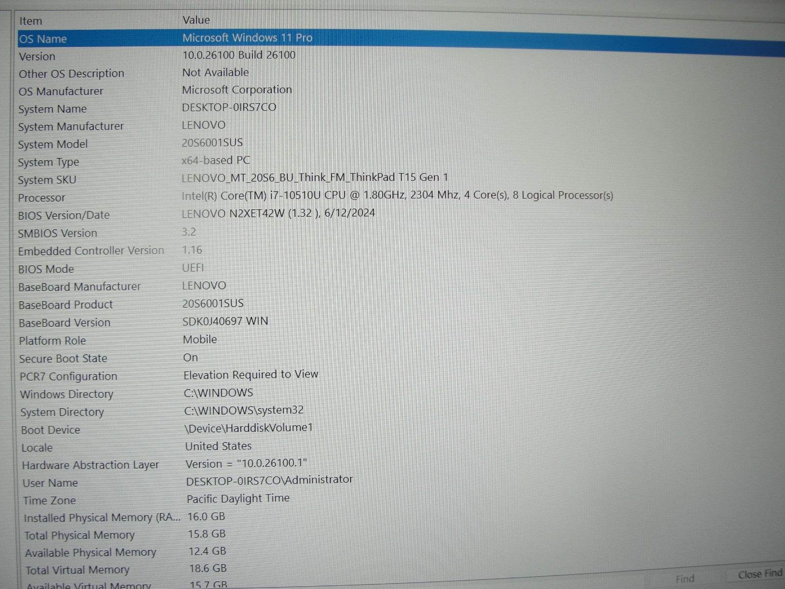Lenovo ThinkPad E15 Gen 1 15.6” FHD Intel Core i7-10510U 1.8GHz 16GB 256GB SSD - Tested Computer Laptop Parts