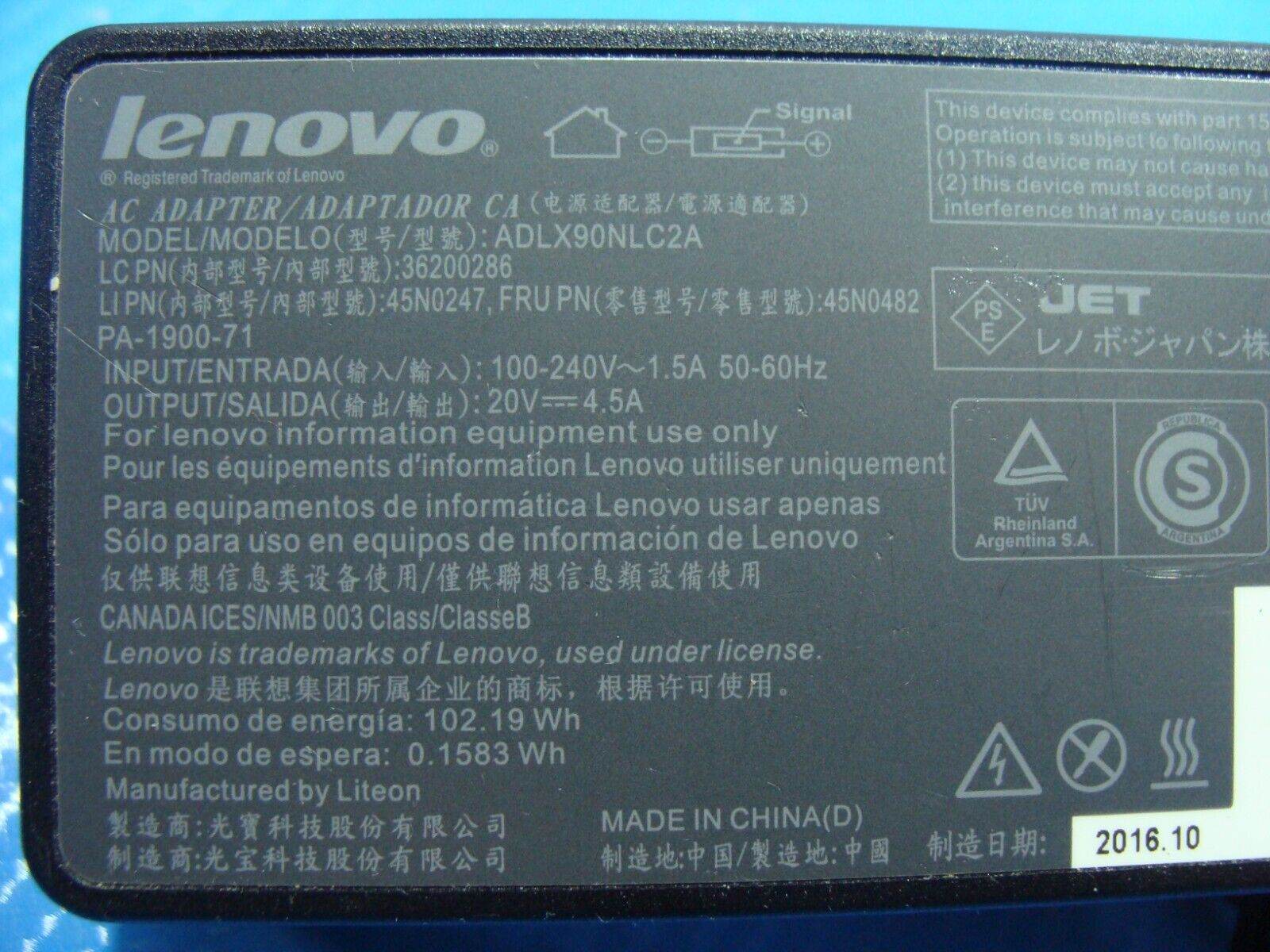 Genuine Lenovo 90W 20V 4.5A Laptop Charger ThinkPad ADLX90NLC2A ADLX90NCC2A - Tested Computer Laptop Parts