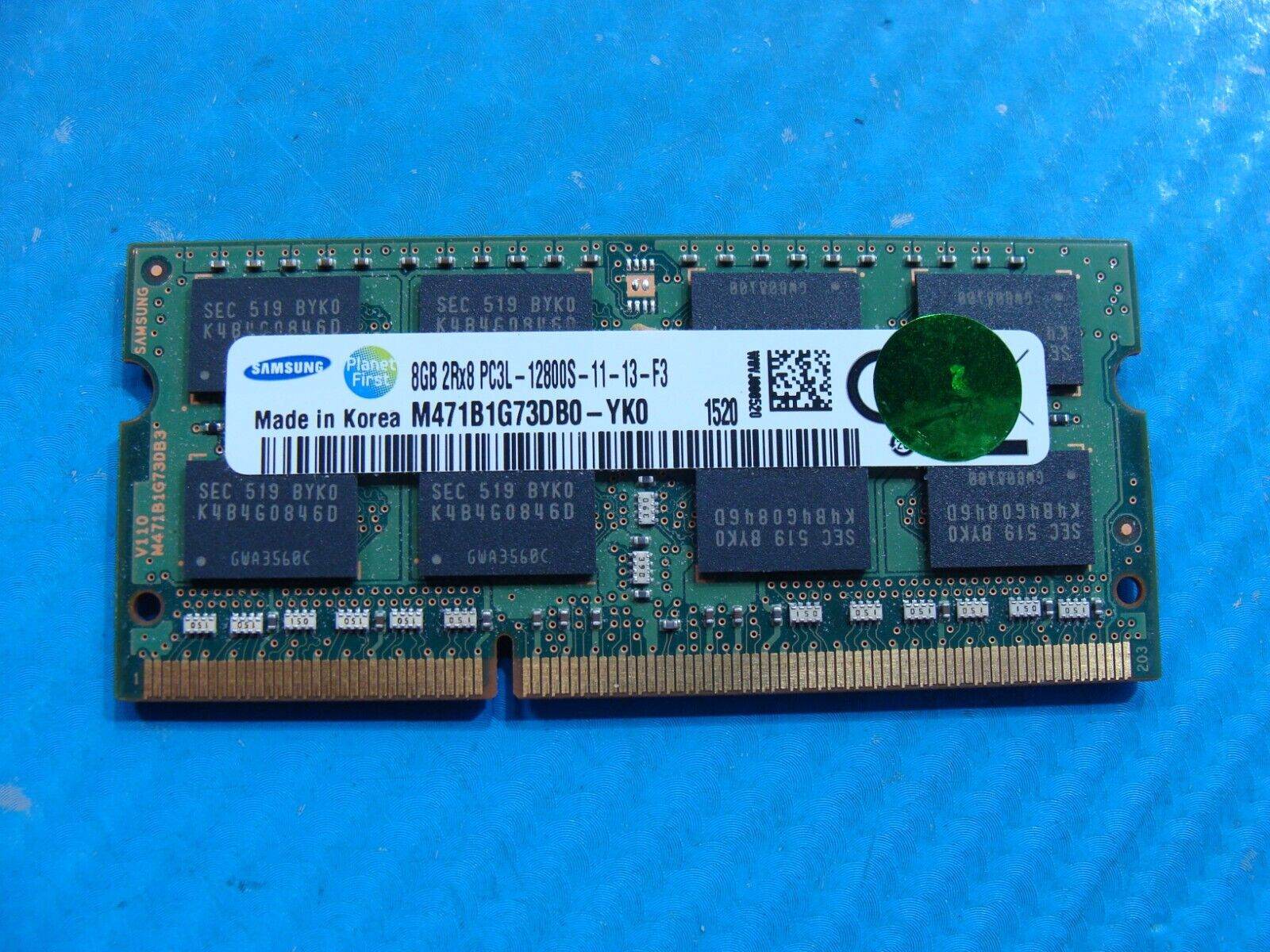 HP 15-cc610ms Samsung 8GB 2Rx8 Memory RAM PC3L-12800S M471B1G73DB0-YK0 - Tested Computer Laptop Parts