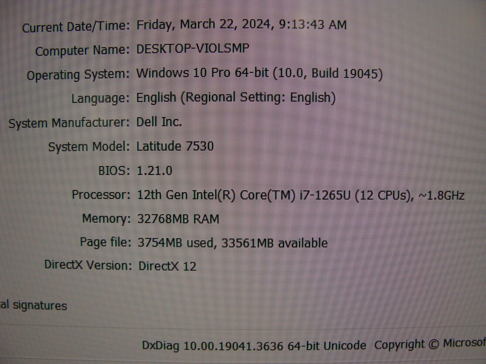 Dell Latitude 7530  Laptop 15.6