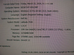 Dell Latitude 7530  Laptop 15.6" FHD i7-1265U max4.8GHz 32GB 512GB WRTY 04/2026
