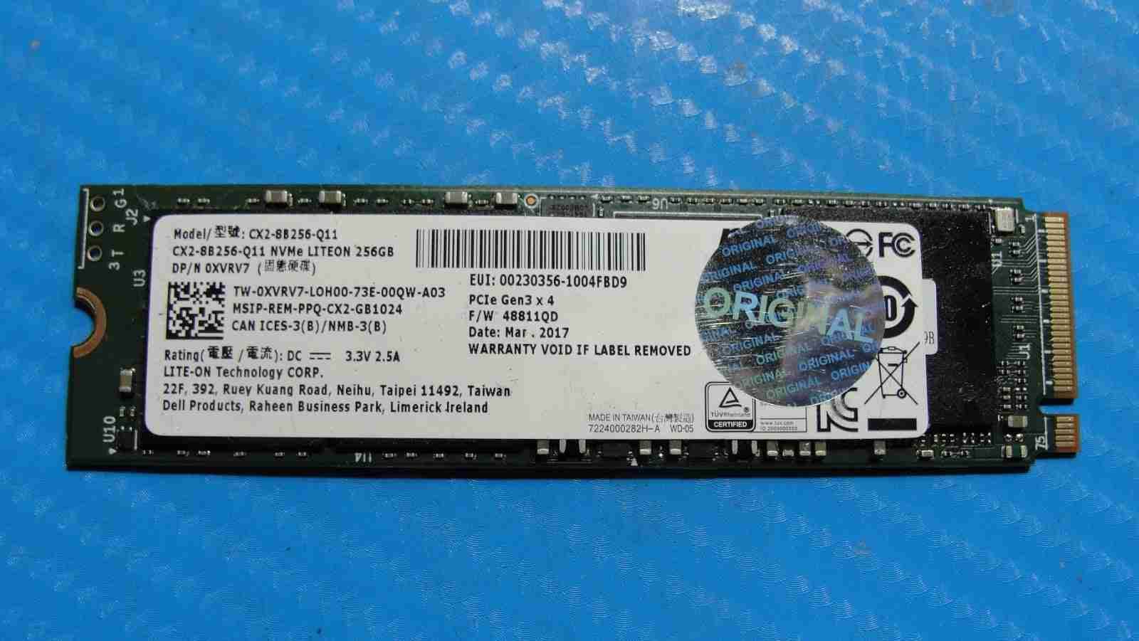 Dell 5520 LITE-ON 256GB M.2 NVMe SSD Solid State Drive CX2-8B256-Q11 XVRV7 - Tested Computer Laptop Parts