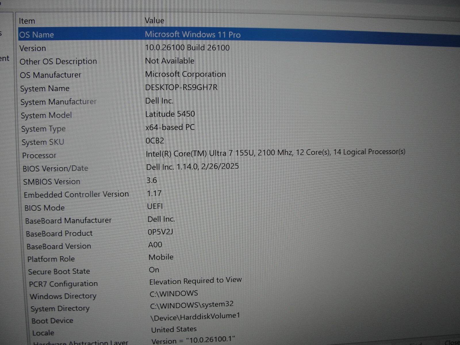 Dell Latitude 5450 14” FHD Core Ultra 7155U 2.1GHz 16GB 256GB SSD Warranty - Tested Computer Laptop Parts