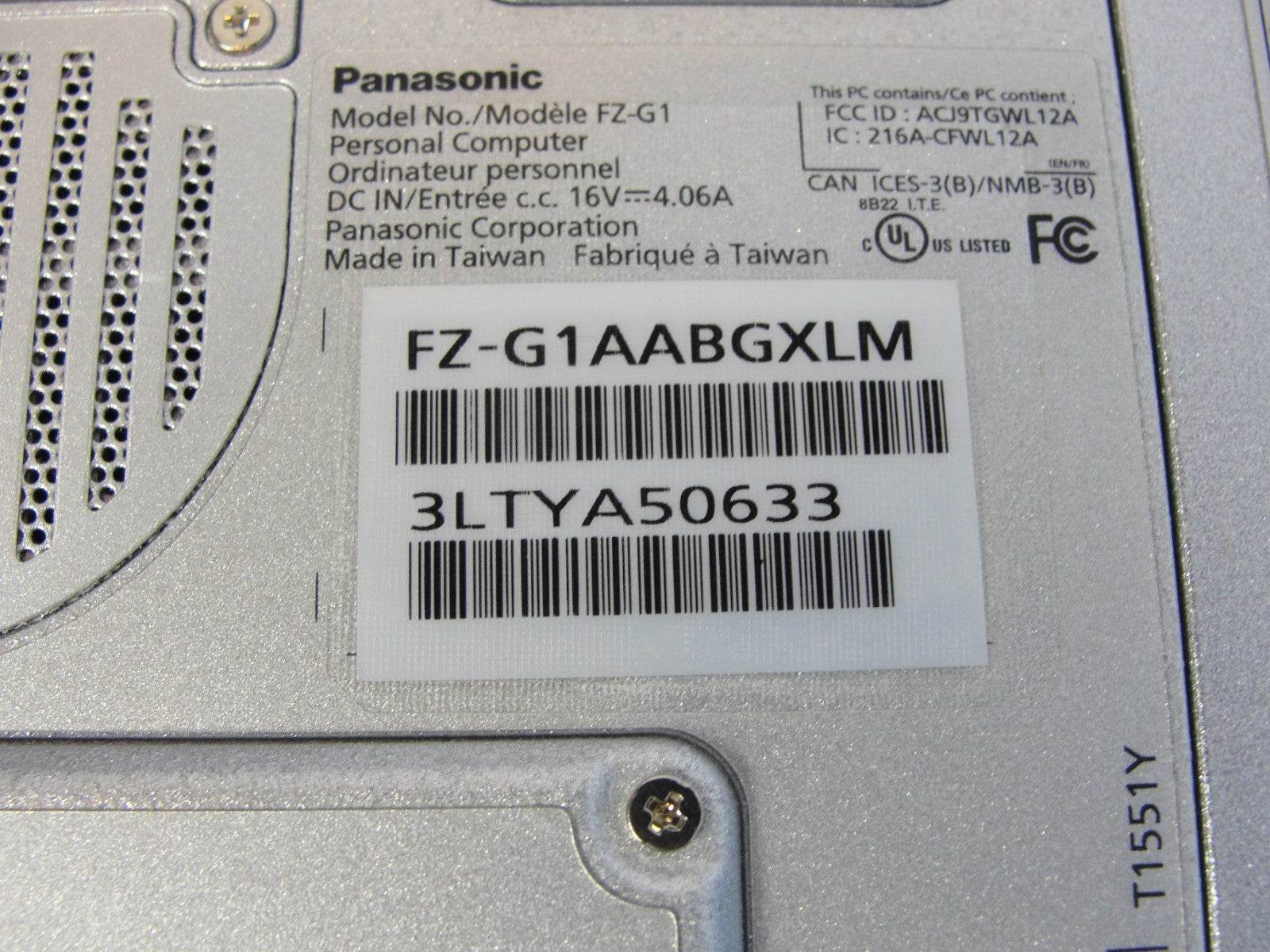 Panasonic Toughpad FZ-G1 Tablet i5-3437U 128GB SSD 4GB RAM - Tested Computer Laptop Parts