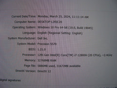 Dell Precision 5570 15.6"FHD+  i7-12800H max4.8Gh 32Gb 512GB RTX A1000 WRTY2027