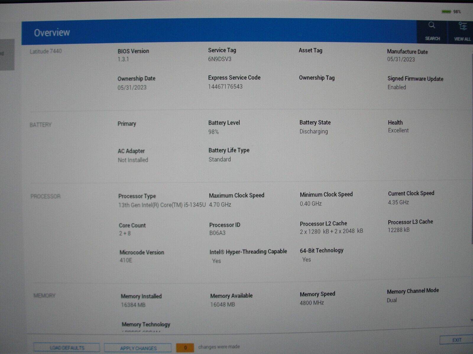 Dell Latitude 7440 14” Core i5-1345U 1.6GHz 16GB 512GB SSD + Original Charger - Tested Computer Laptop Parts